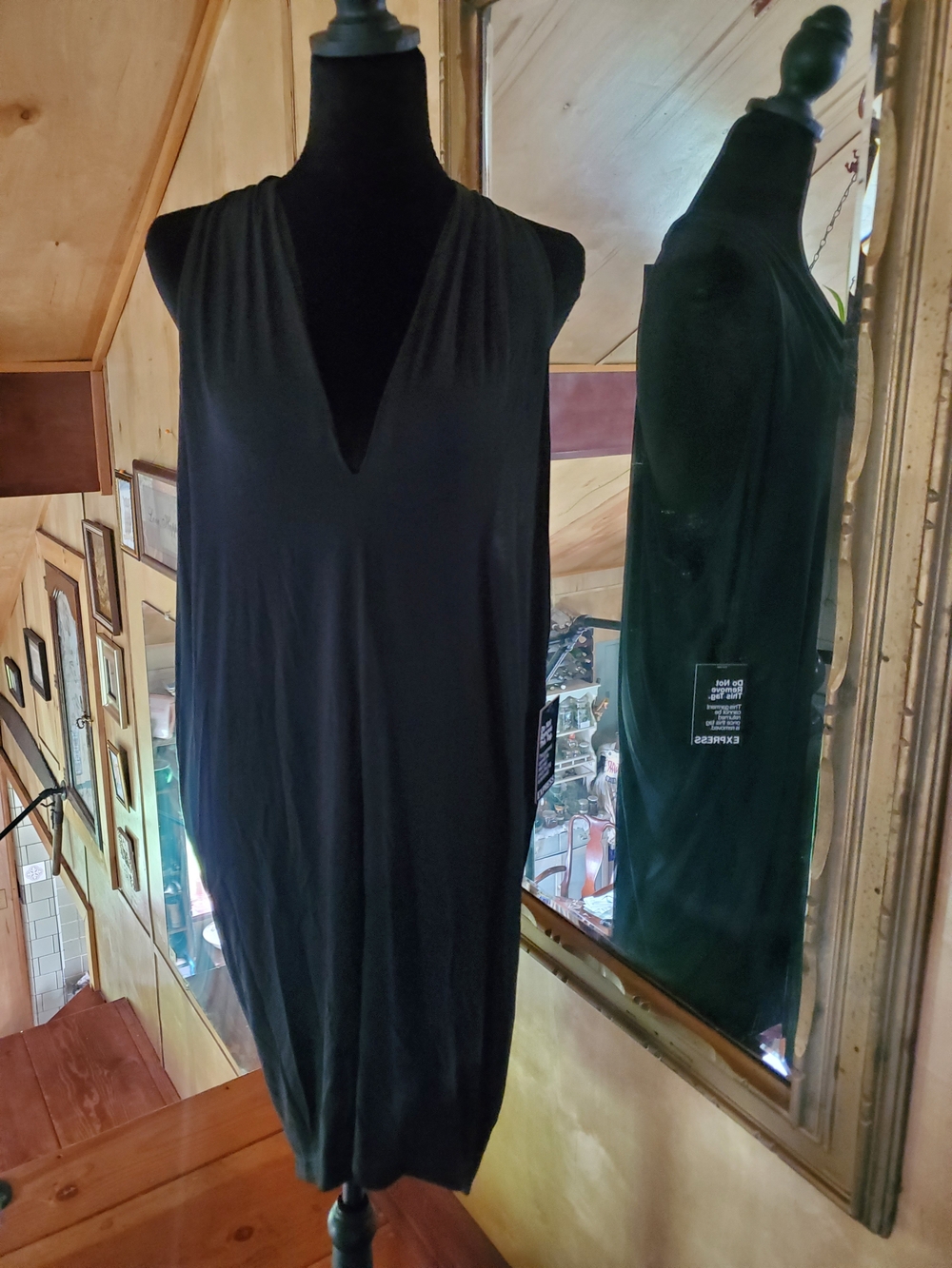 NWT Express Black Draped Racerback Tank Dress - Brand New with Tags